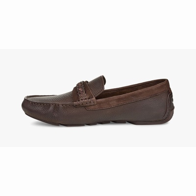 Mocassins UGG Henrick Leather Braid Homem Marrom | PT-MJGQZ